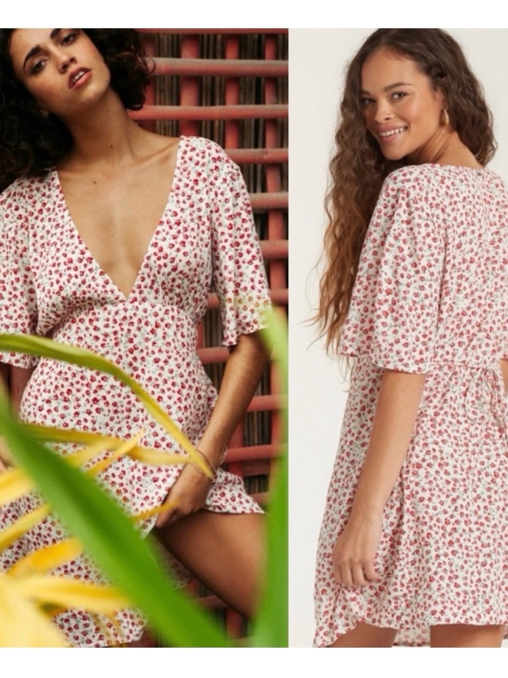 Billabong Last Dance Floral Vneck Mini Dress